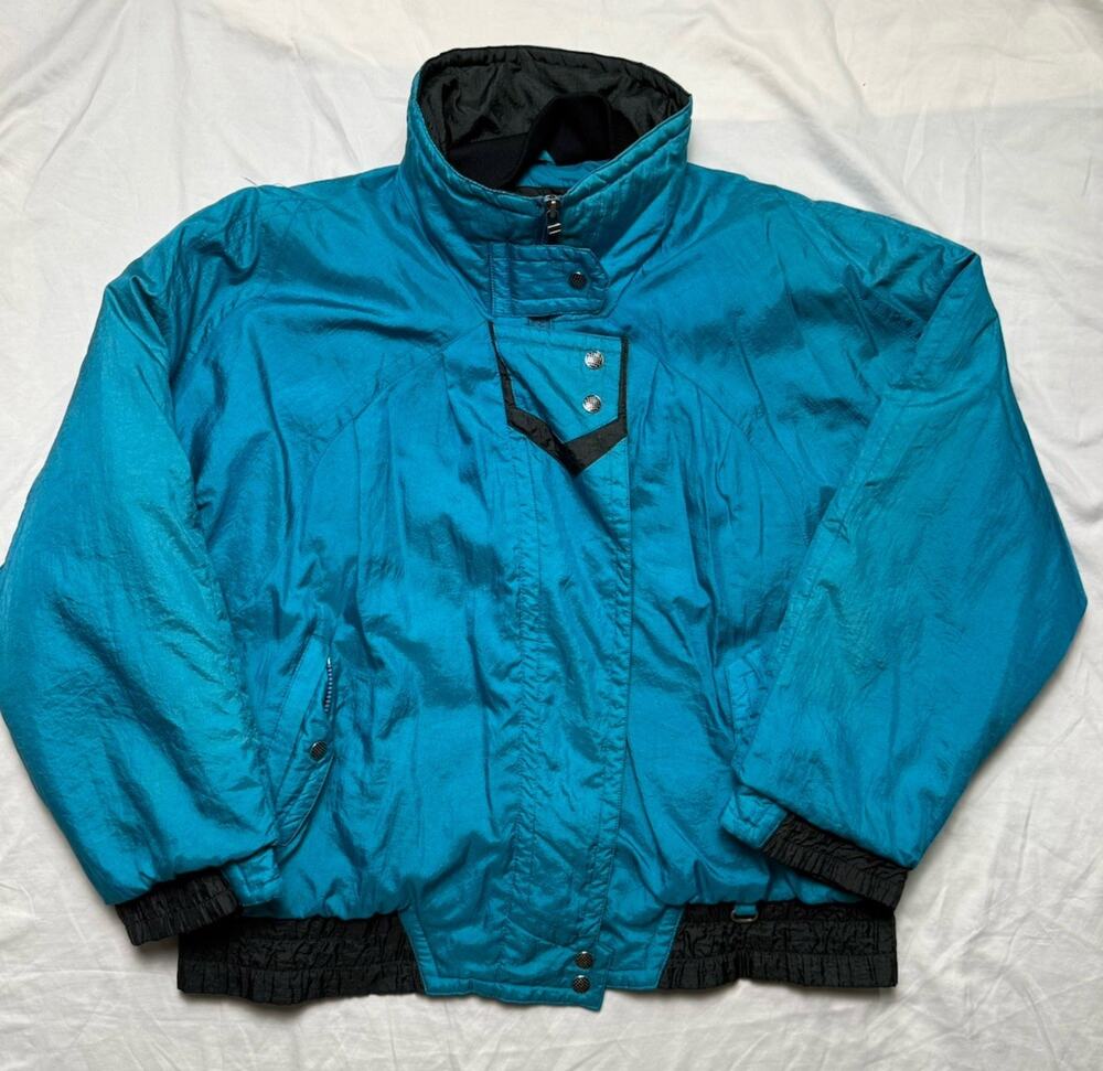 Vintage Inside Edge Men’s Jacket L Teal Iridescent Nylon Windbreaker Shell